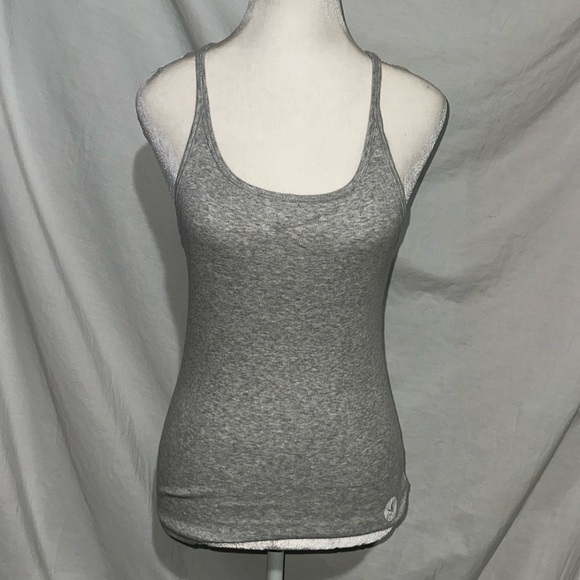 gray aerie fit racerback tank top with built in shelf bra size medium - Picture 1 of 4